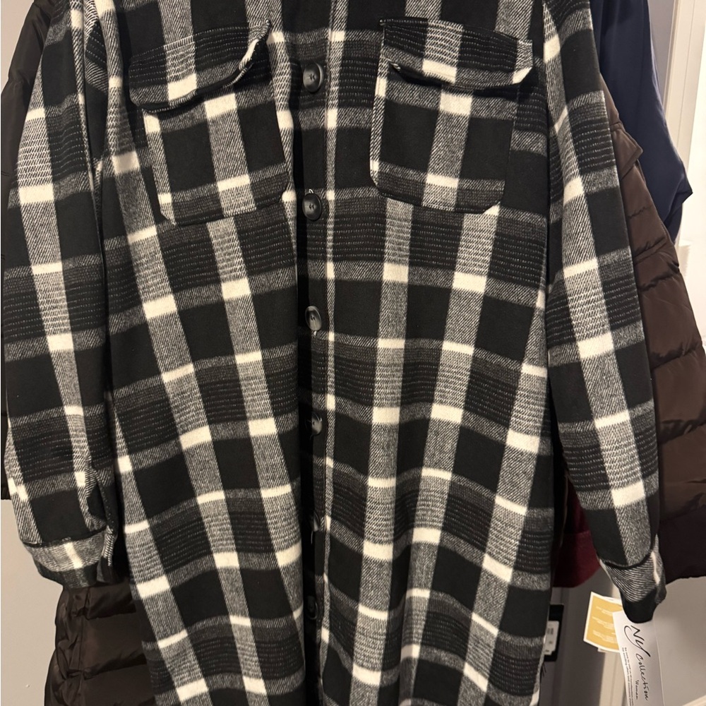 NY Collection Black and White Checkered Jacket